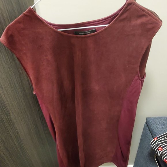 BCBG Max Azria Burgandy Faux Suede Dress Size M Medium - Picture 1 of 4